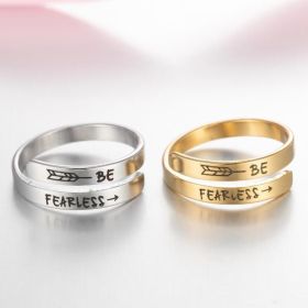 Stainless Steel Ring Retro English Double Ring (Option: Picture color-Adjustable opening)