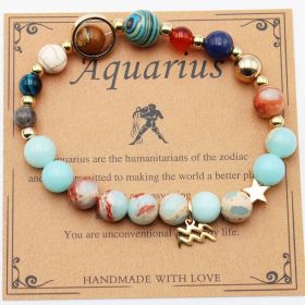 Twelve Constellations Bracelets Natural Stone Beaded Eight Planets (Option: Aquarius Shoushan Stone)