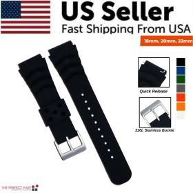 18mm 20mm 22mm Soft Silicone Watch Band Divers Replacement Strap Quick Release (Option: Black-18mm)