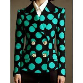 Women's Double-breasted Elegant Suit Jacket (Option: Blue-4xl)