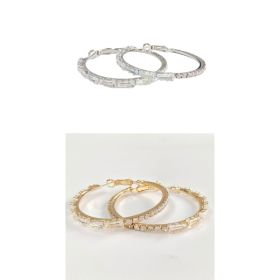 Simple Gold Ladies Zircon Earrings European And American Big Earrings (Option: Suit)