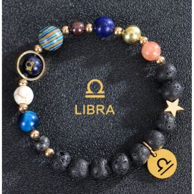 Eight Planets Twelve Constellations Bracelets Frosted Stone Beaded Bracelet (Option: Libra lava)