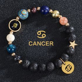 Eight Planets Twelve Constellations Bracelets Frosted Stone Beaded Bracelet (Option: Cancer lava)