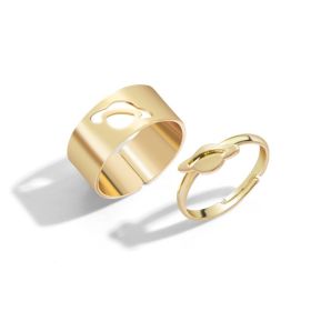 Hot Selling Creative Personality Butterfly 2-Piece Set Ins Same Punk Style Couple Ring (Option: F)