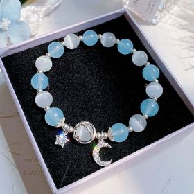 Lucky Beads Vintage Gray Moonstone Bracelet (Option: Blue Xingyue Bracelet)