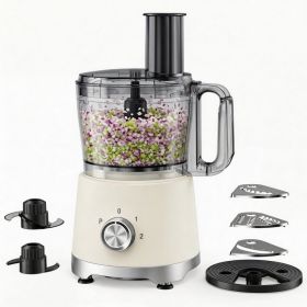 Food Processor 10.5 Cup, Vegetable Chopper 5 Blades 3 Modes, Large Capacity, Dishwasher Safe, Stainless Steel Blades, For Smoothie, Fruit And Dough (Option: white)