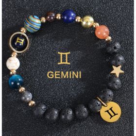 Eight Planets Twelve Constellations Bracelets Frosted Stone Beaded Bracelet (Option: Cemini lava)