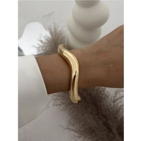 Glossy Heavy Industry Design Bracelet Geometric Personalized Wide Bracelet (Option: 03 Light Gold 2267)