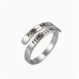 Stainless Steel Ring Retro English Double Ring (Option: Style 6-Adjustable opening)