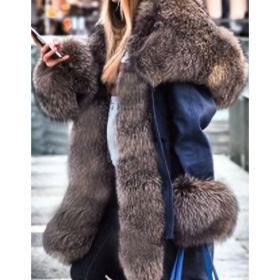 Long-sleeved Oversized Coat With A Fur Collar And Hood (Option: 4XL-Blue)