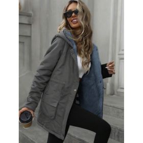 Aveloria Fashion Loose Casual Versatile Hooded Zip-Up (Option: Grey-S)