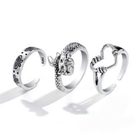 Hot Selling Creative Personality Butterfly 2-Piece Set Ins Same Punk Style Couple Ring (Option: N)