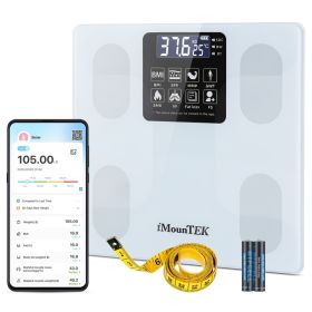 Smart Digital Scale For Body Weight High Accuracy BMI Weight Scale Full Body Composition Analysis Sync With APP 4mm Tempered Glass 397LBS Capacity LCD (Option: white)