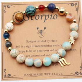 Twelve Constellations Bracelets Natural Stone Beaded Eight Planets (Option: Scorpio Shoushan Stone)