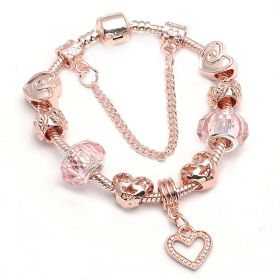 Fashion Love Geometric Rose Gold Bracelet Women's Jewelry (Option: Rose Gold heart-20cm)