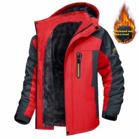 Casual Fleece And Thick Men's Mid-length Coat (Option: Red-L)