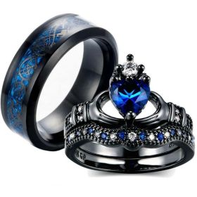 Crown love sapphire female ring (Option: Mens9 Women9)
