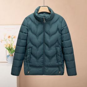 Cotton Coat, Light Down Cotton, Fashionable Short Style New Winter Thin Cotton Jacket (Option: Peacock blue-6XL)