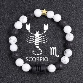 White-barked Pine Volcanic Rock String Beads And Round All-match Bracelet Beads (Option: Scorpio)