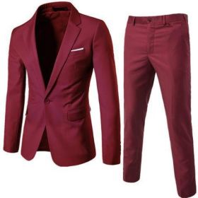 Suit Youth Summer Korean Style Self-cultivation Single Western Jacket (Option: Wine Red-S)