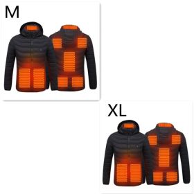 New Heated Jacket Coat USB Electric Jacket Cotton Coat Heater Thermal Clothing Heating Vest Men's Clothes Winter (Option: Black Zone8 2PC-Set6)
