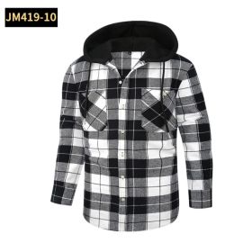 JM419 Hooded Checkered Shirt (Option: Grey S)