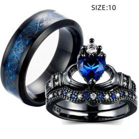 Crown love sapphire female ring (Option: Mens11 Women6)