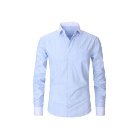 Plaid Striped Long Sleeved Business Shirt (Option: Light Blue Grid 2XL)