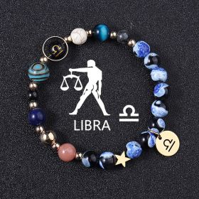 European And American Twelve Constellations Bracelets Blue Flame Agate Eight Planets Bracelet (Option: Libra)