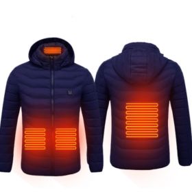 New Heated Jacket Coat USB Electric Jacket Cotton Coat Heater Thermal Clothing Heating Vest Men's Clothes Winter (Option: Blue Zone4-XL)