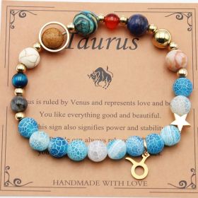 Twelve Constellations Bracelets Natural Stone Beaded Eight Planets (Option: Taurur Agate Flowers)