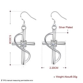 New Cross-border Popular Elongated Cross Earrings (Option: White-1pcs)