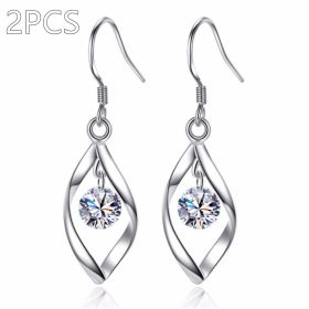 Zircon Reduction Silver Earrings (Option: Platinum-2PCS)