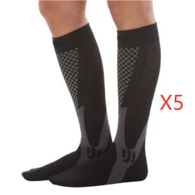 Compression Socks For Men&Women Best Graduated Athletic Fit For Running Flight Travel Boost Stamina Circulation&Recovery Socks (Option: Black 5PC-L XL)