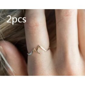 Mountain-shaped Copper Creative Custom Ladies Ring (Option: Gold-2pcs)