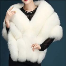 Autumn And Winter New Fox Fur Silver Fox Fur Coat Shawl Cape Female (Option: White-Standard size)