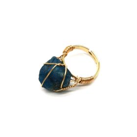 Personality Hand Wrapped Rough Stone Agate Ring (Option: Aquamarine-adjustable)