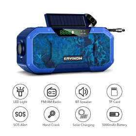 Solar Radio Hand Crank Emergency Flashlight Reading Light AM FM NOAA Phone Charger SOS Alarming Outdoor Survival Power Bank (Ships From: China, Color: DF-5802)