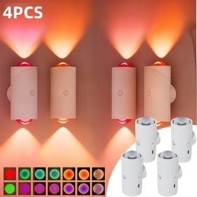 4pcs Rechargeable LED Night Light Wall Lamp Commercial StrobeLight Multi-color Mode Dimmable Indoor Light Magnetic StepLight for Entryway Bedside (Color: White 4 PCS)