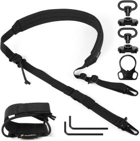 QD Sling 2 Point Sling Quick Adjust Gun Sling with HK Hook Soft Shoulder Pad Sling, Rifle Sling for Hunting Tactical Strap (Color: black)