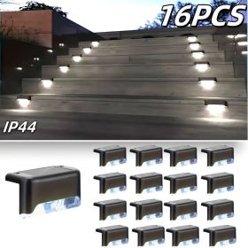 Led Solar Deck Lights 32 Pack Waterproof and Wide Use for Outdoor Stairs Step Fence Railing Yard and Patio Auto On/Off Easy Installation(Warm Whi (Quantity: White light-16PCS)