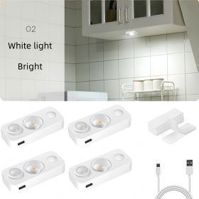 4PCS LED motion-sensing bulb, rechargeable cabinet light, stick-on wireless LED night light, under drawers, shelves, and cabinets, warm white (Color: 4PCS-Warm colors)