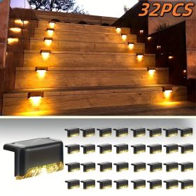 8/16/32 solar outdoor deck lights, garden lights, atmosphere lights, LED walk lights, light source control, suitable for balconies, terraces (Color: 32PCS-nuanse)