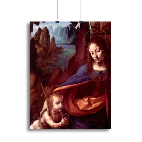 Madonna in the rock cave Detail by Da Vinci Canvas Print or Poster (Type: Standard Framed Canvas Print, size: X-Large (28" x 20"))