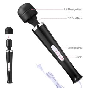 Handheld Massager 20 Speed Wand Vibrating Massage Magic Full Body Therapy Motor (Option: Black)