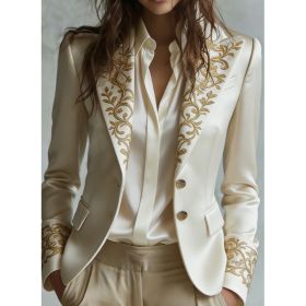 Velvet Pocket Suit With Printed Lapel And Flared Sleeves, Long-sleeved Blazer. (Option: 1 style-5XL)