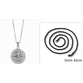 Stainless Steel Compass Circular Necklace (Option: Silver solid with black)