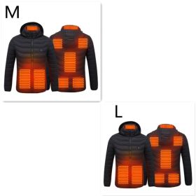 New Heated Jacket Coat USB Electric Jacket Cotton Coat Heater Thermal Clothing Heating Vest Men's Clothes Winter (Option: Black Zone8 2PC-Set5)