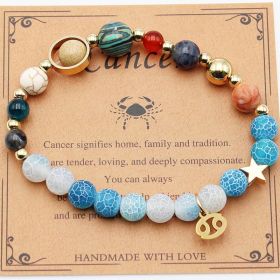 Twelve Constellations Bracelets Natural Stone Beaded Eight Planets (Option: Cancer Agate Burst Flower)