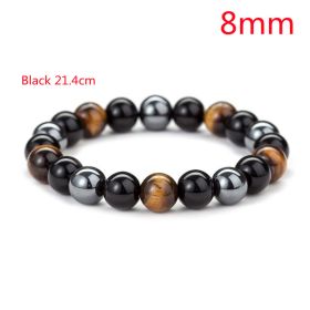 Tiger Eye Stone Bracelet Natural Stone Bracelet (Option: Black 21.4cm-8mm)
